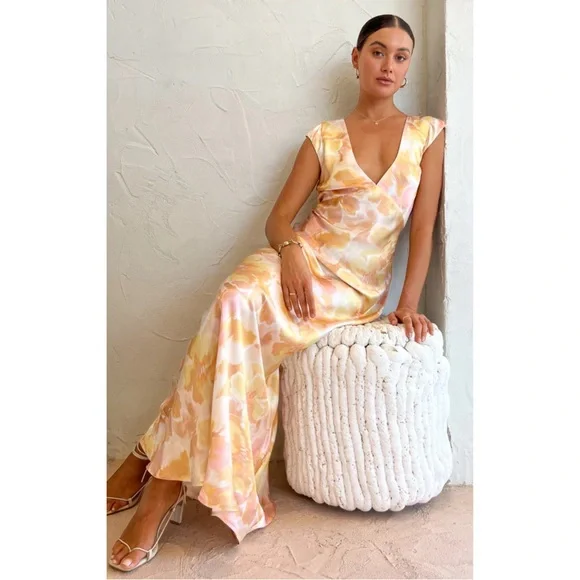 Bec And Bridge Indi V Maxi Dress In Floral Haze Size 6 - Picture 5 of 15